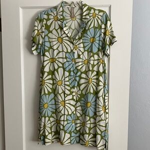 Mata Traders Green Floral Camp Dress Shift Xs-Small